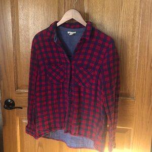 Francescas Long Sleeve Plaid Button Down Flannel